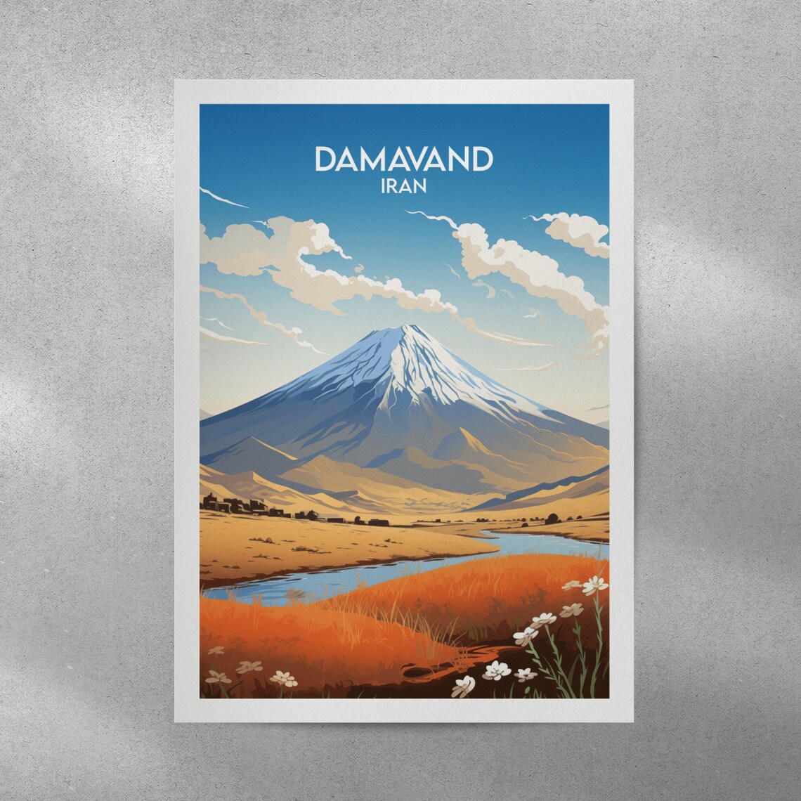 Damavand Iran Snow Capped Peak Alpine Meadow Vintage Travel Poster - Image 3