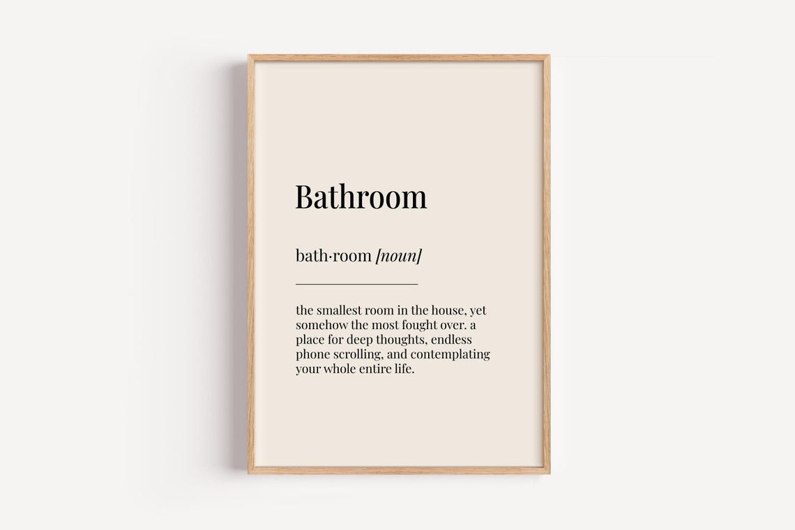 Bathroom Definition Print Dictionary Poster Home Wall Art Funny Gift For Him Her