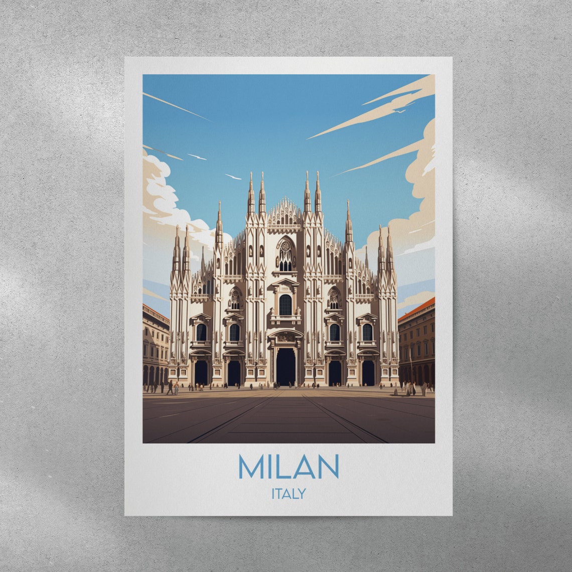 Milan Italy Duomo Cathedral Grand Piazza Vintage Style Travel Poster - Image 4