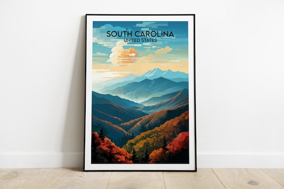 South Carolina Blue Ridge Mountains Vintage Travel Poster Art