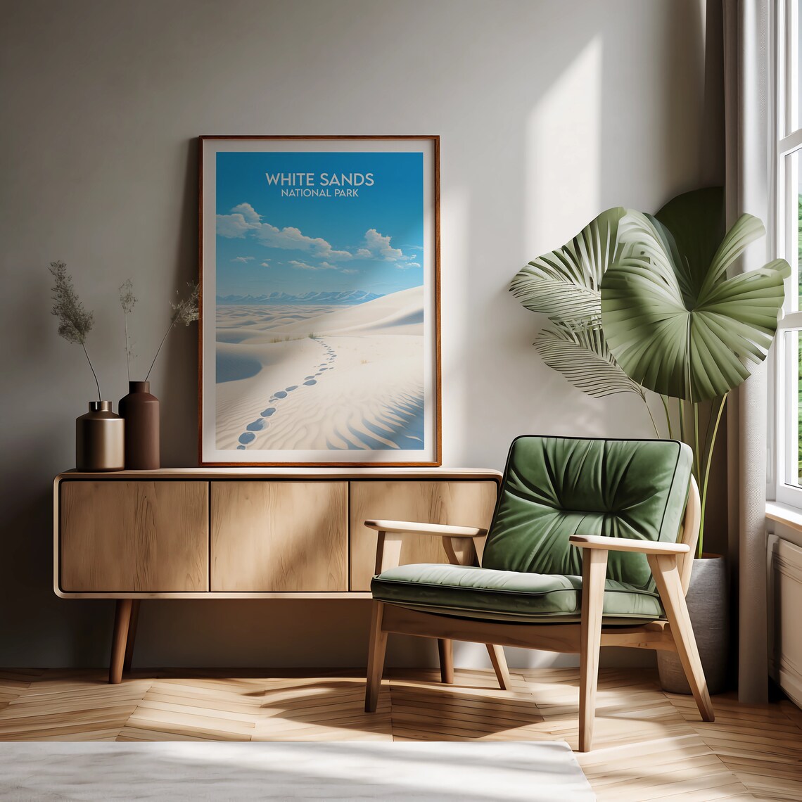 White Sands National Park Gypsum Dunes Footprints Travel Poster - Image 2