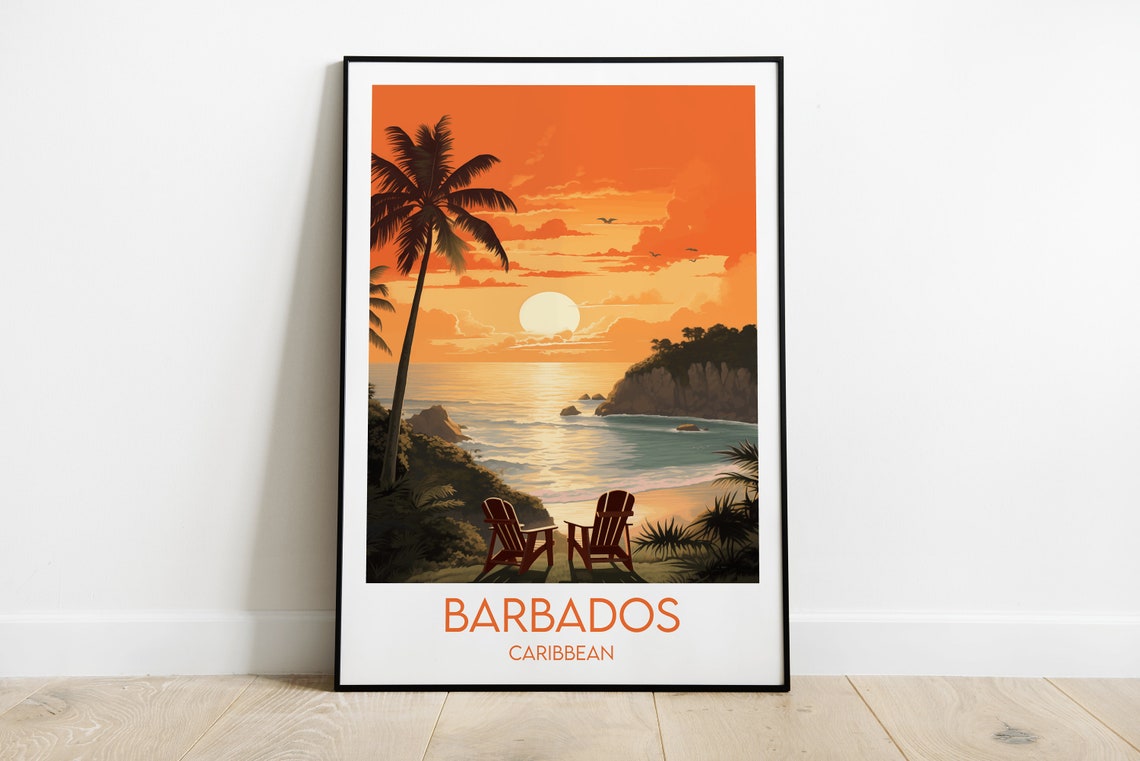Barbados Travel Print Caribbean Poster Custom Personalised Wedding Birthday Gift - Image 3