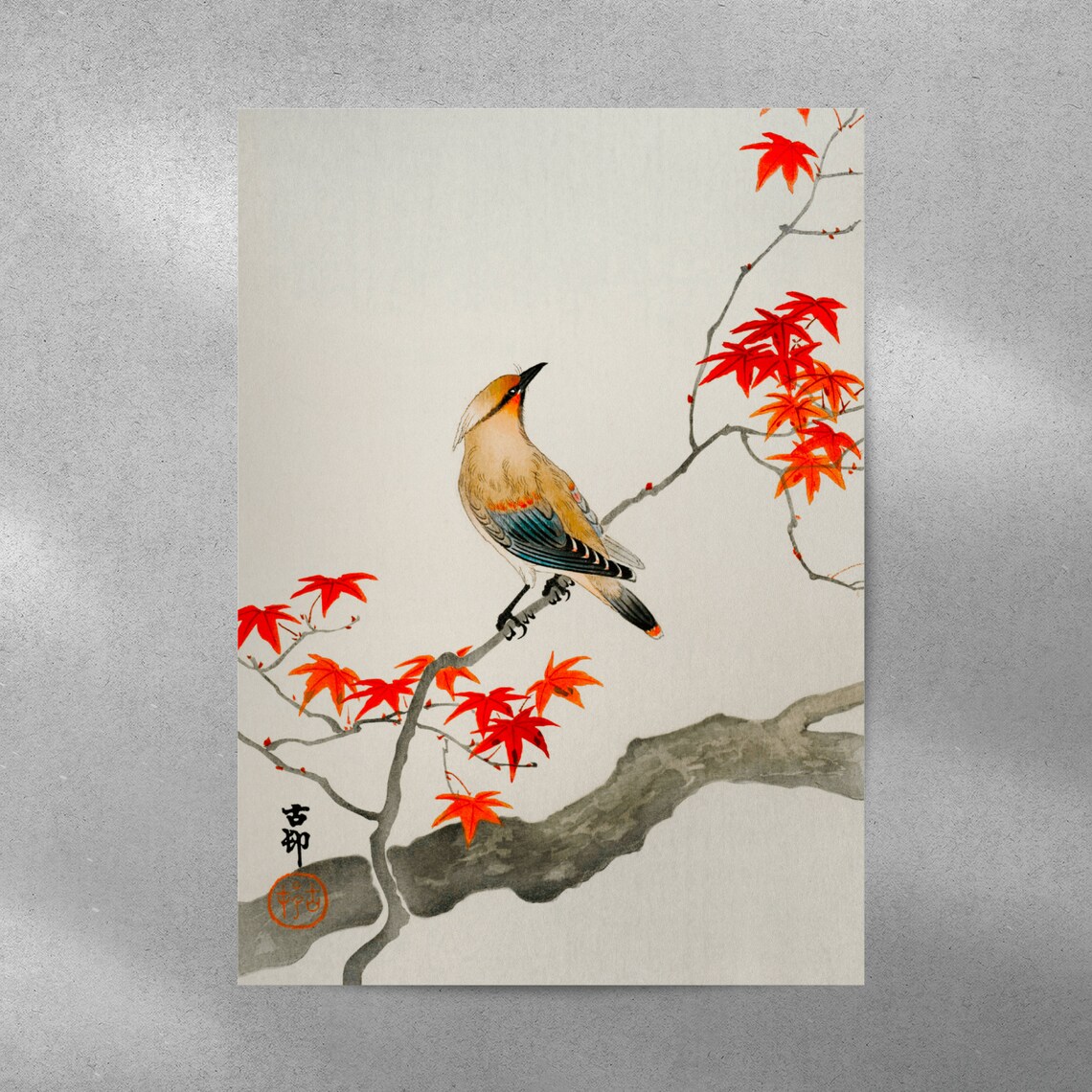 Japanese Jay Bird Poster, Ohara Koson Woodblock Art - Image 4