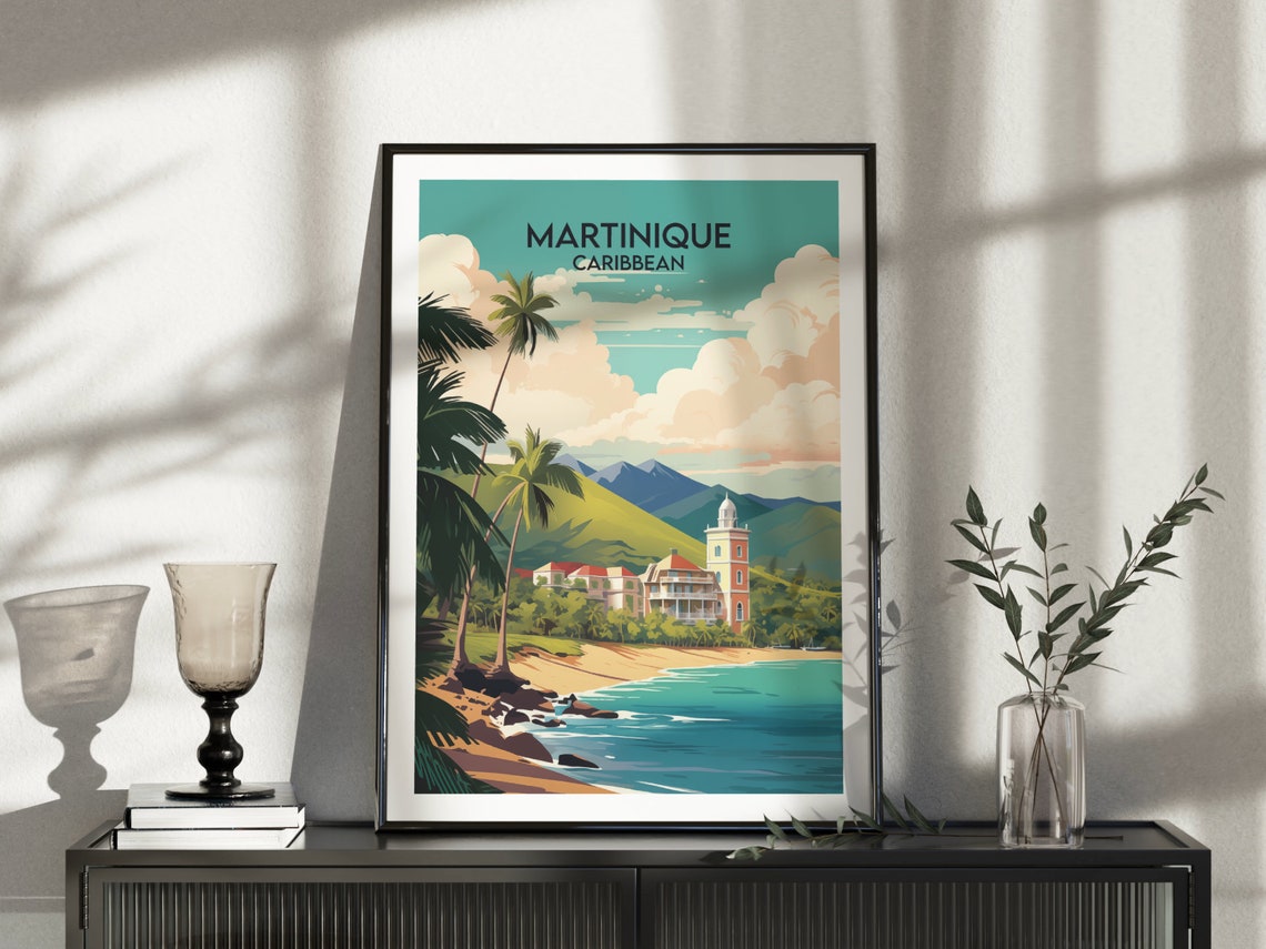 Martinique Travel Print Caribbean Poster Custom Personalised Wedding Birthday Gift - Image 3