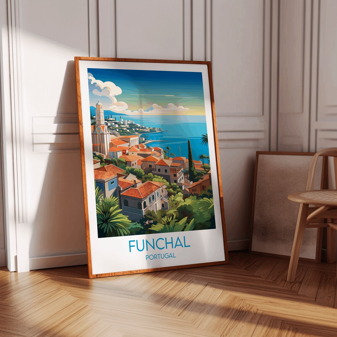 Funchal Portugal Madeira Harbor Coastal Retro City View Poster - Image 2