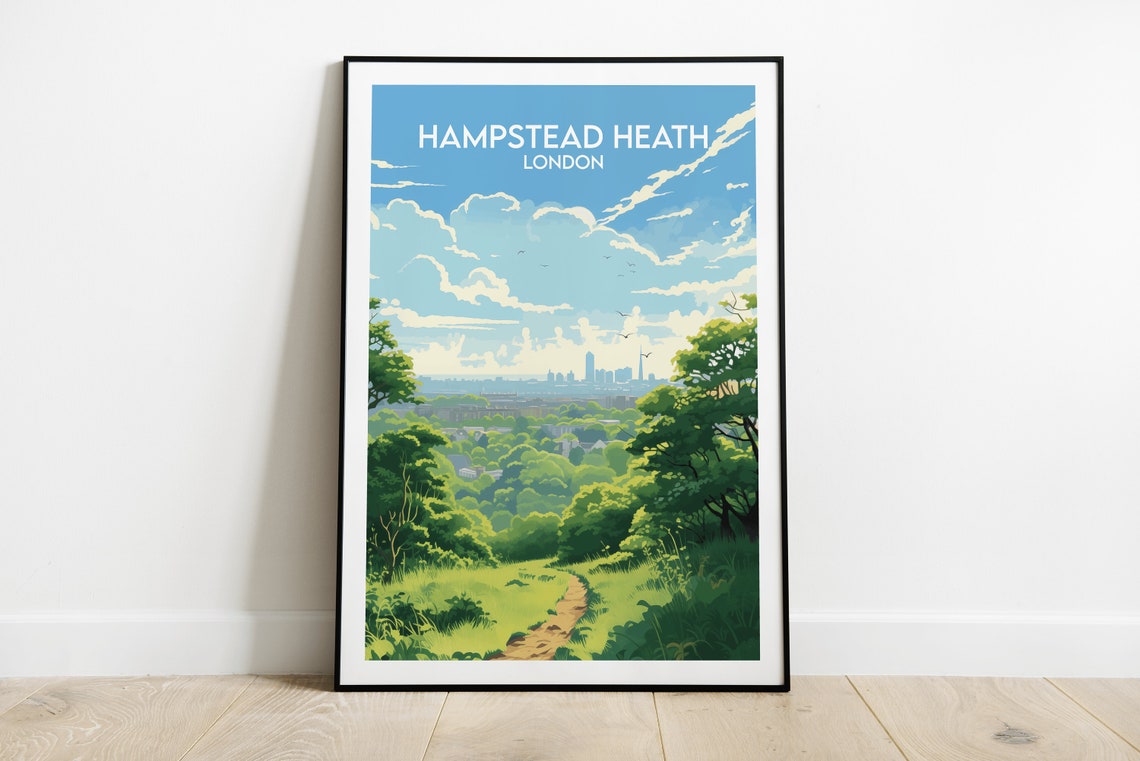 Hampstead Heath London Park Path Skyline Greenery Scene Poster