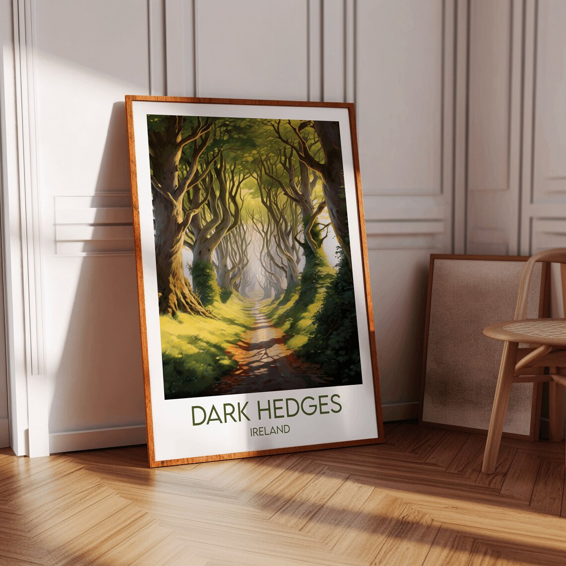 Dark Hedges Ireland Sunlit Tree Tunnel Lane Vintage Travel Poster - Image 2