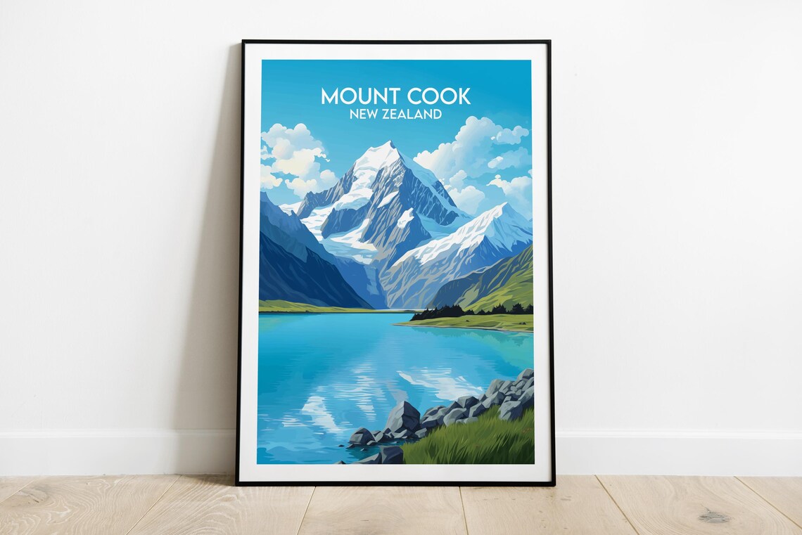 Mount Cook Travel Print Personalized Gift Poster