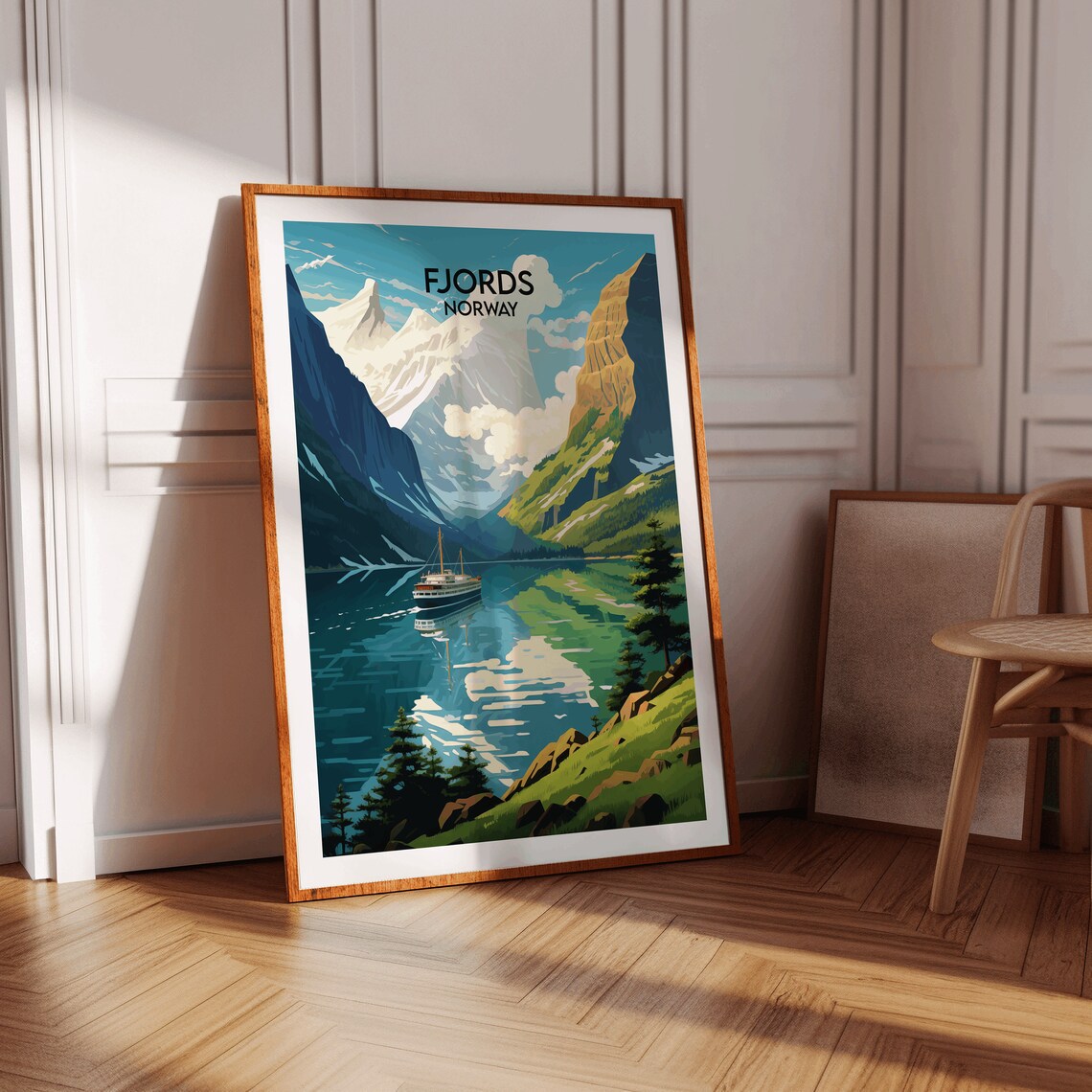 Fjords Norway Travel Poster, Custom Personalised Art Print - Image 2