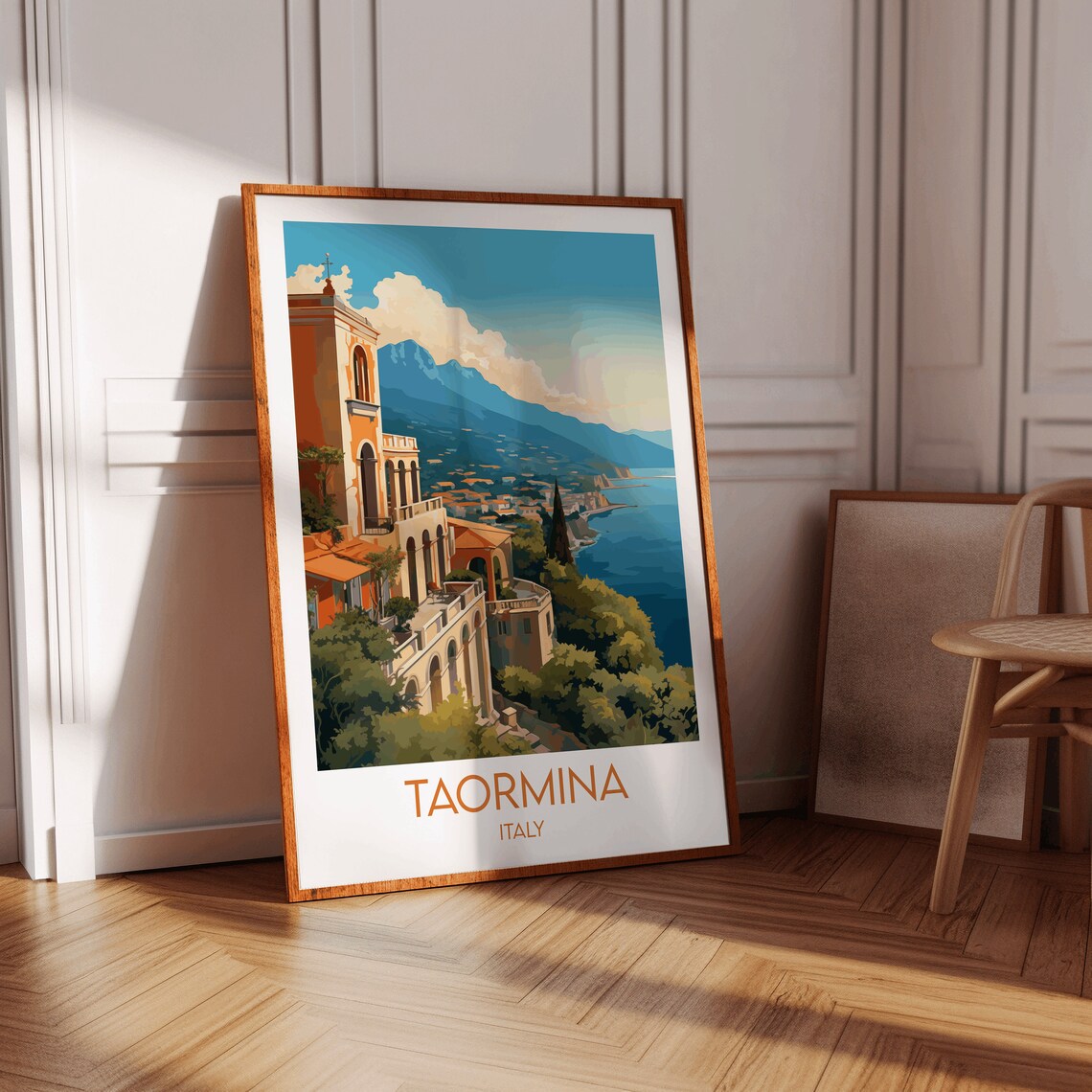 Taormina Italy Sicily Coastal Town Seaside View Travel Poster - Image 2