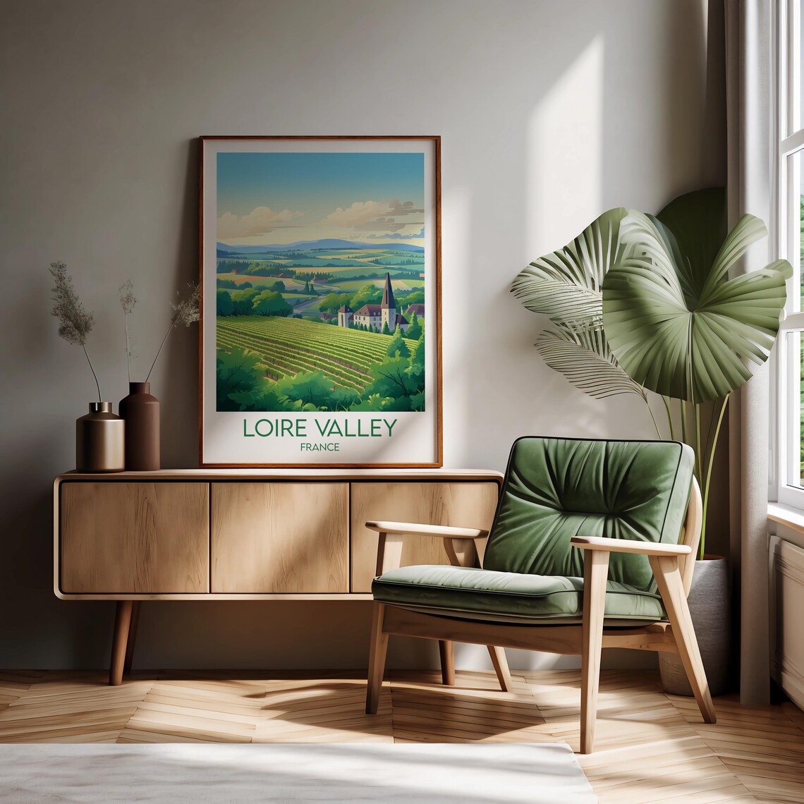Loire Valley France Vineyard Village Church Vintage Travel Poster - Image 2