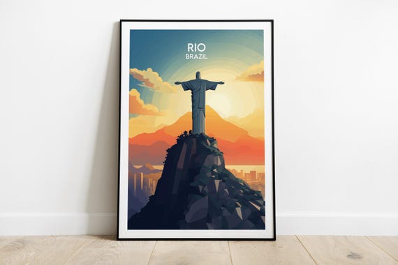 Rio De Janeiro Travel Print Brazil Poster Custom Personalised Wedding Birthday Gift