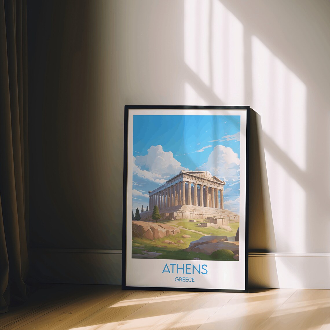 Athens Greece Parthenon Acropolis Blue Sky Vintage Travel Poster - Image 2