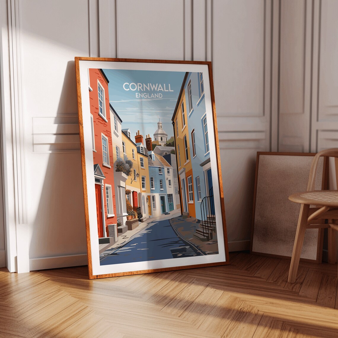 Cornwall England Colorful Painted Street Houses Travel Poster - Image 4