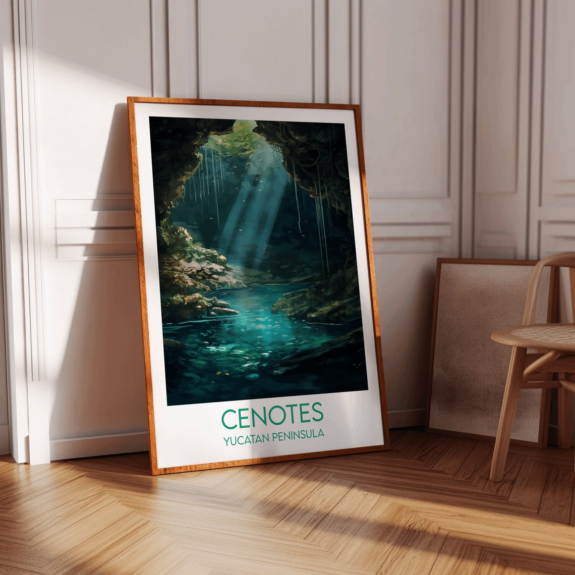 Cenotes Yucatan Peninsula Underwater Cave Turquoise Pool Travel Poster - Image 3