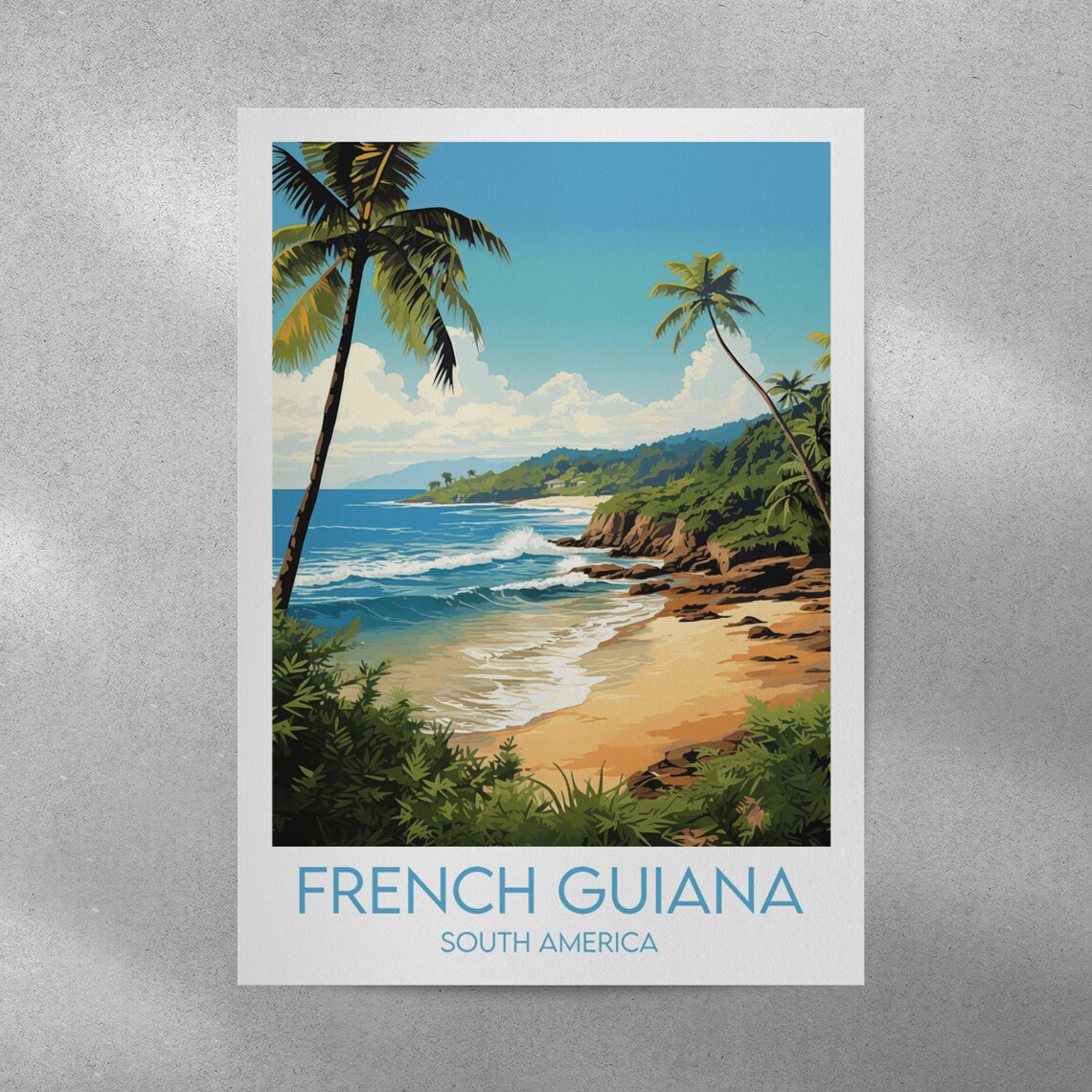 French Guiana South America Tropical Beach Vintage Travel Poster - Image 4