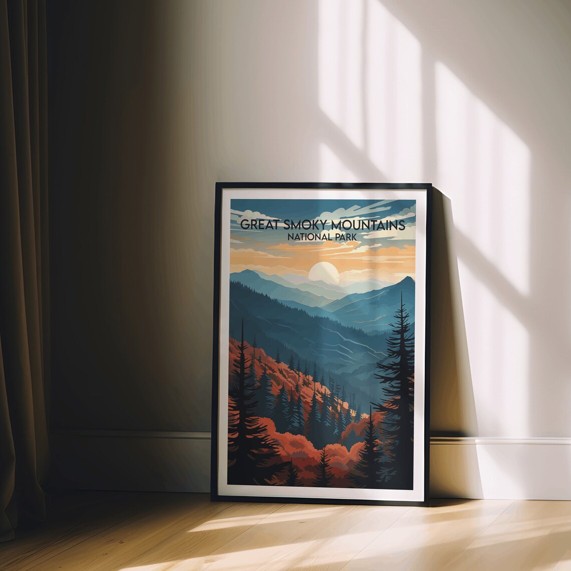 Great Smoky Mountains Sunrise Autumn Vintage National Park Poster - Image 2