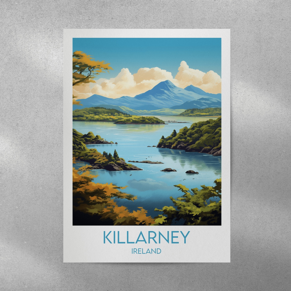 Killarney Ireland Lakeside Islands Mountain View Vintage Poster - Image 3