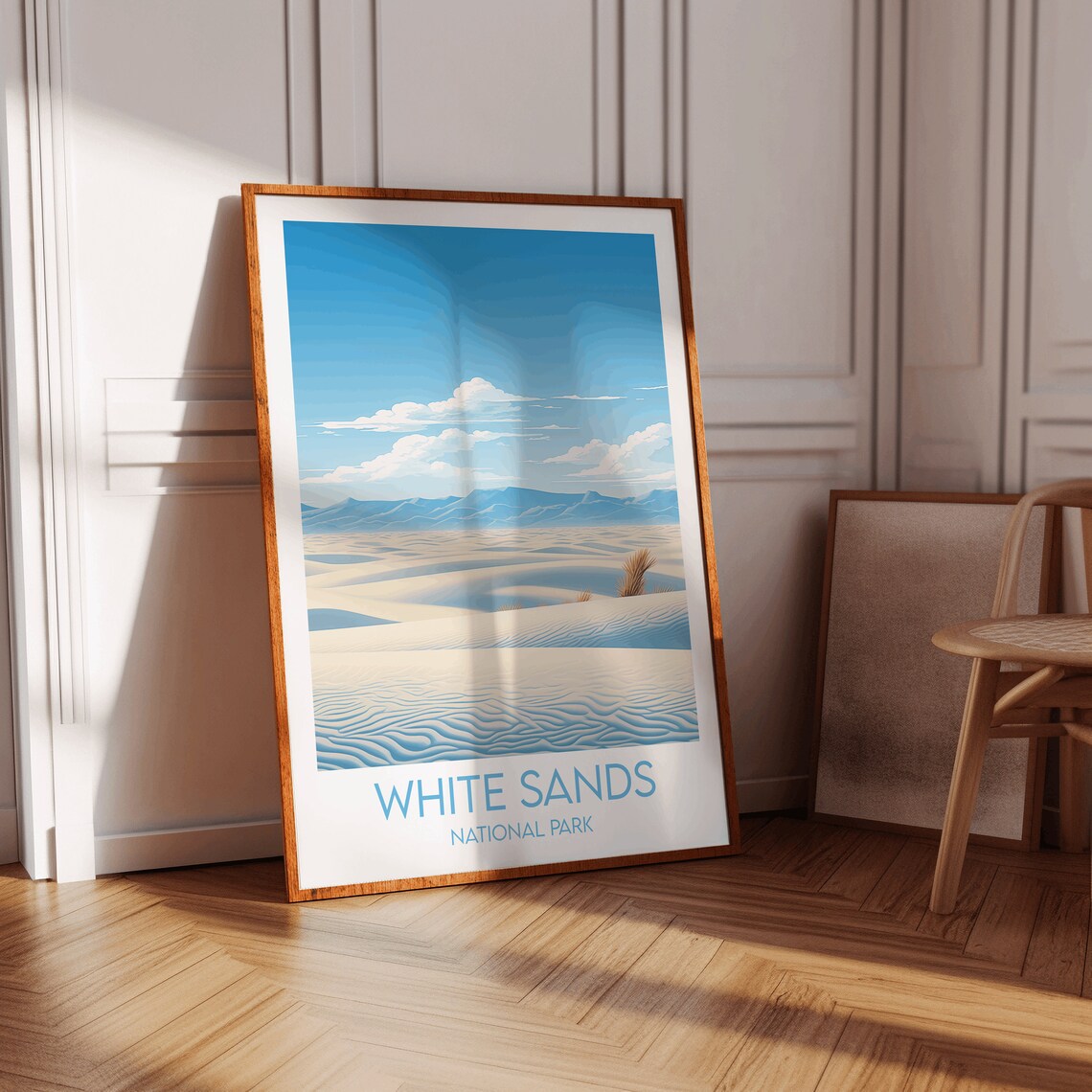 White Sands National Park Rippled Dunes Mountain Travel Poster - Image 3