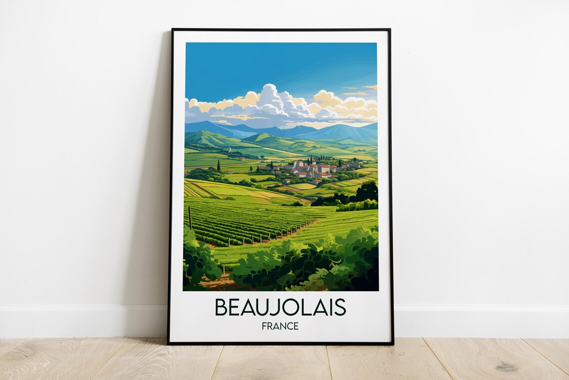 Beaujolais Vineyards France Travel Poster