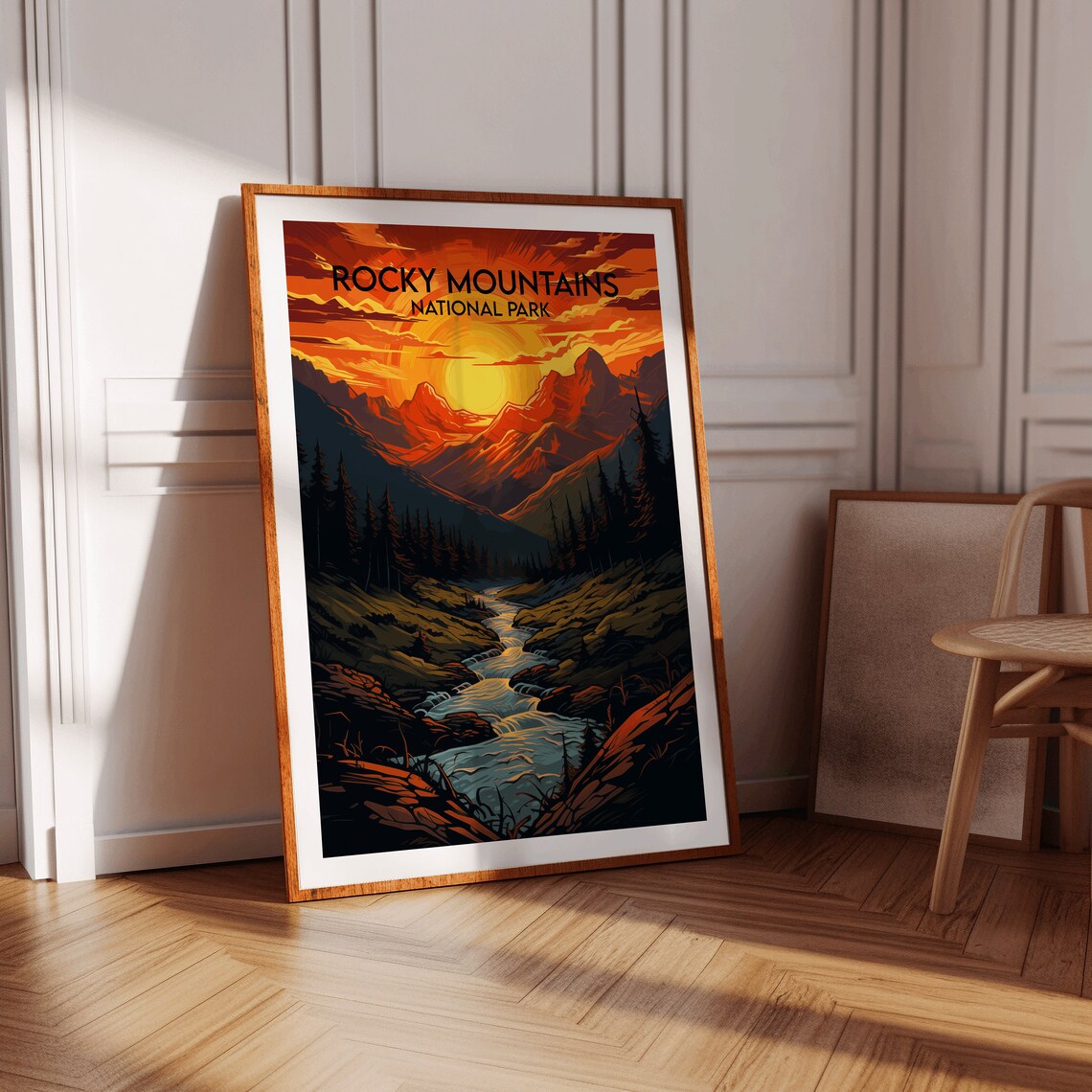 Rocky Mountains National Park Sunset Orange Valley Travel Poster - Image 3