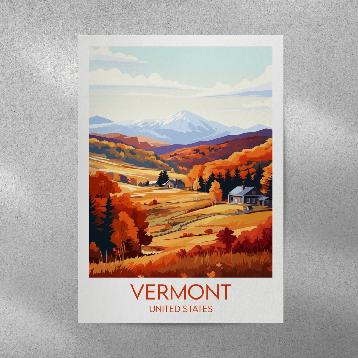 Vermont United States Autumn Foliage Retro Travel Art Poster - Image 4