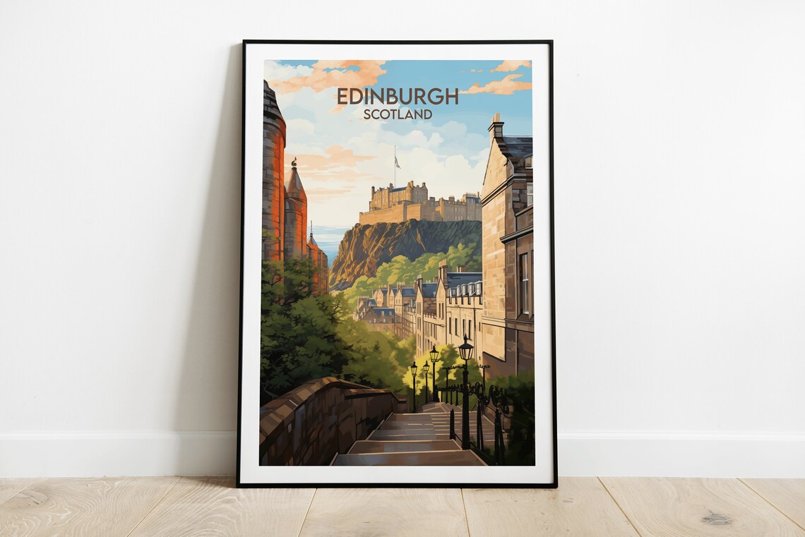 Edinburgh Castle Travel Poster, Scotland Travel Print