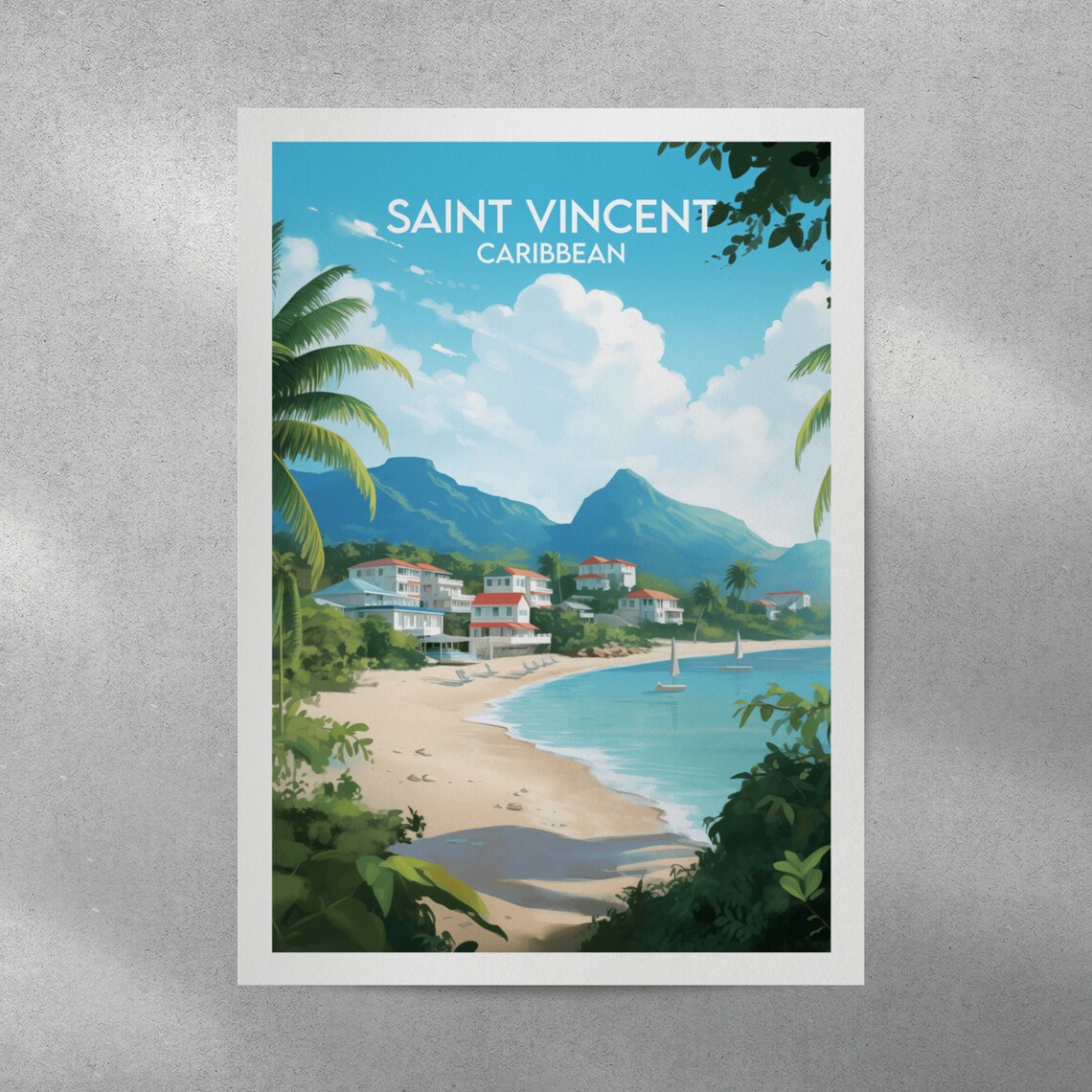 Saint Vincent Travel Poster, Custom Personalized Gift