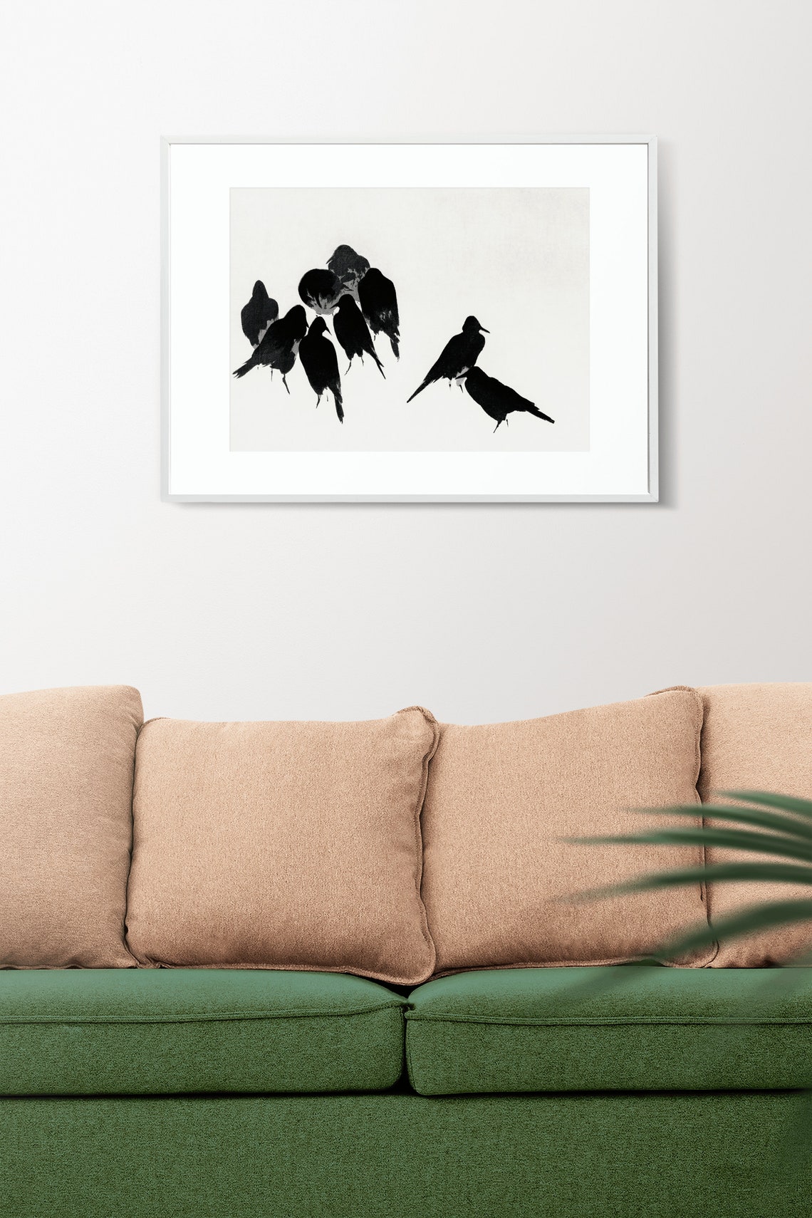 Japanese Black Crows Ink Wash Minimalist Bird Silhouette Art Poster - Image 2