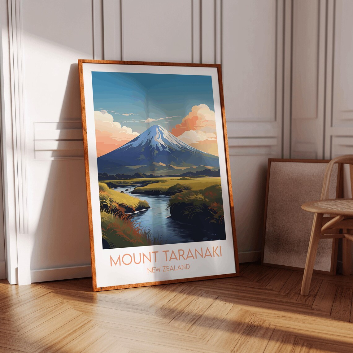 Mount Taranaki New Zealand Snowcapped Volcano Vintage Travel Poster - Image 3