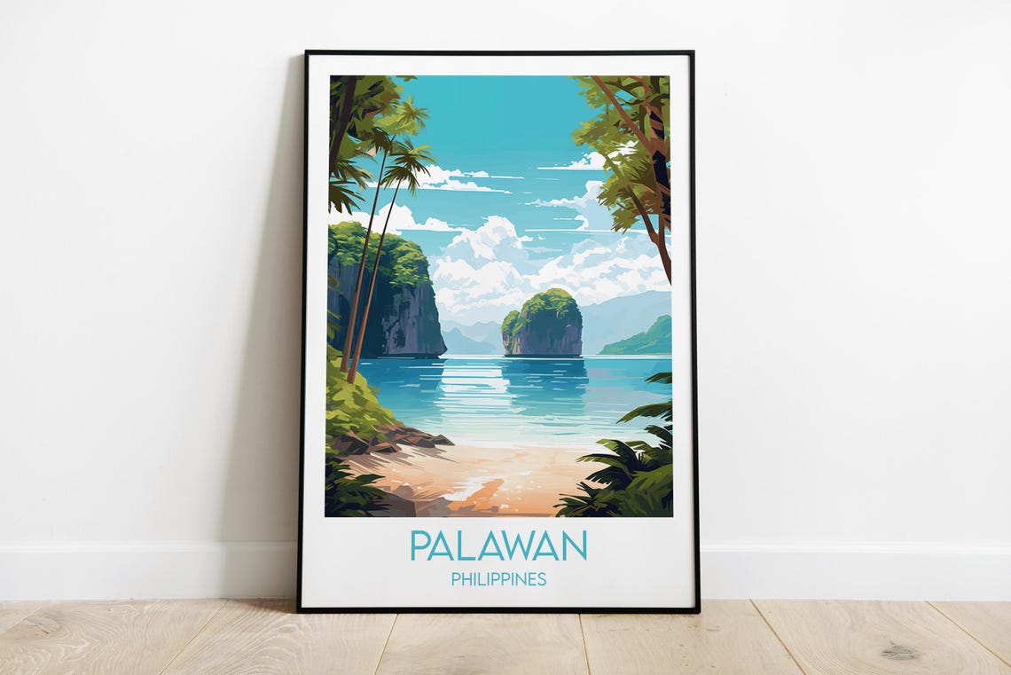 Palawan Philippines Tropical Beach Karst Islands Travel Poster
