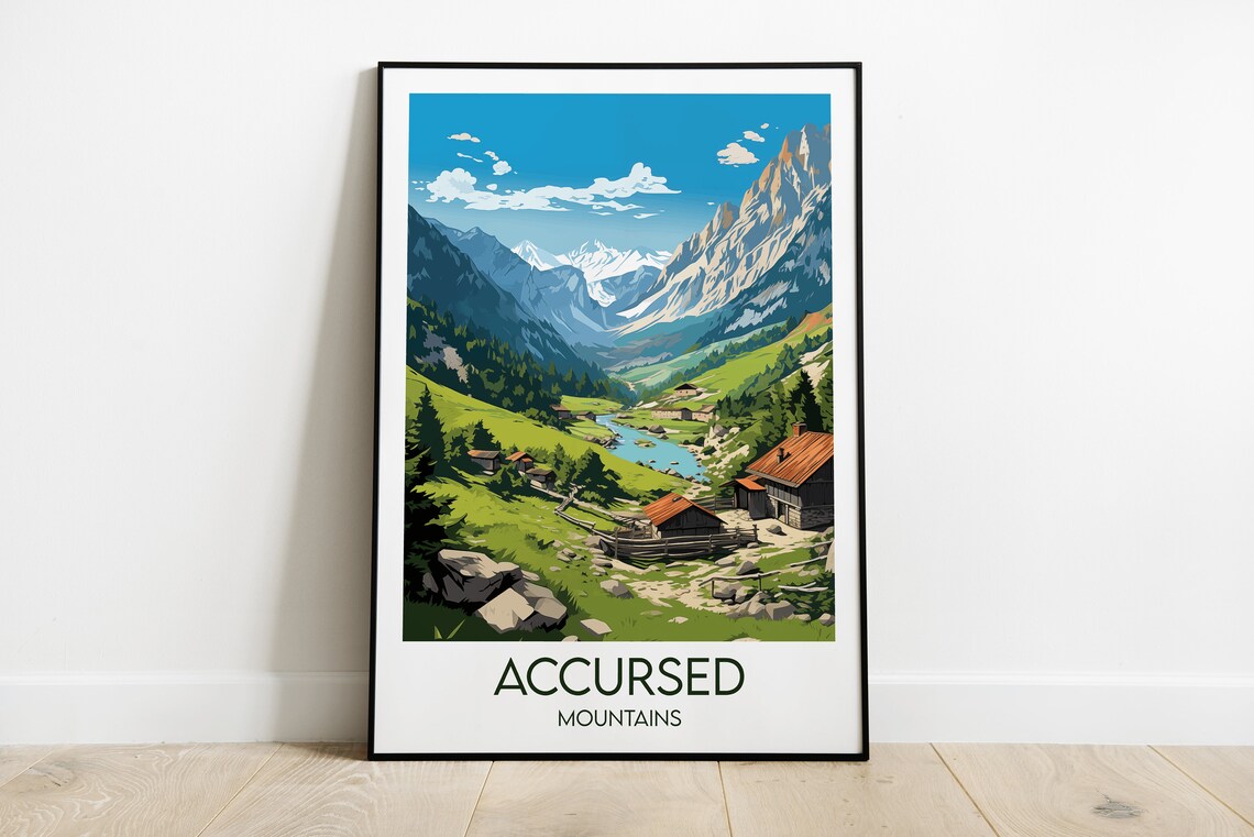 Accursed Mountains Albanian Alps Alpine Valley Cabin Scene Poster