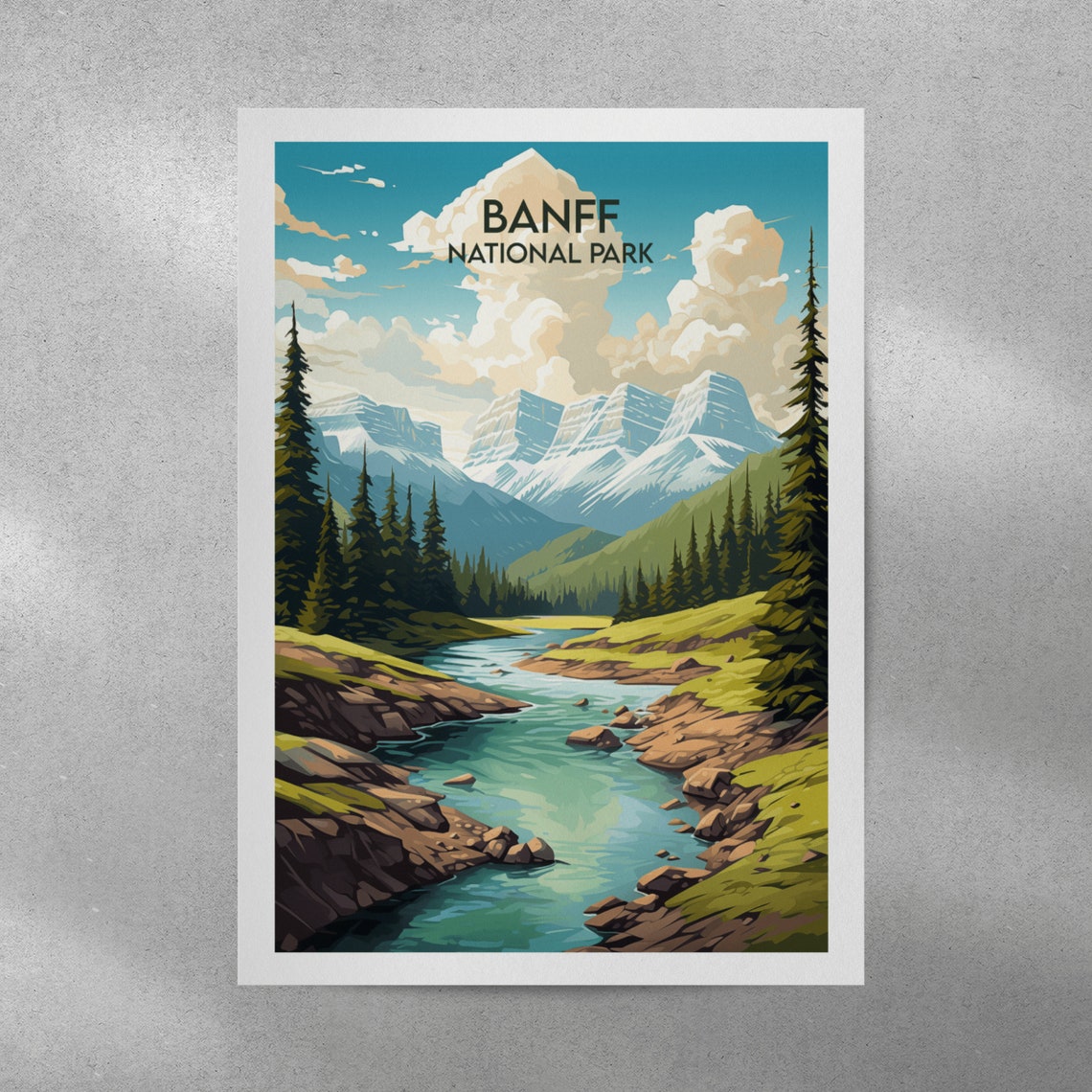 Banff National Park Canada Turquoise River Mountain View Travel Poster - Image 3