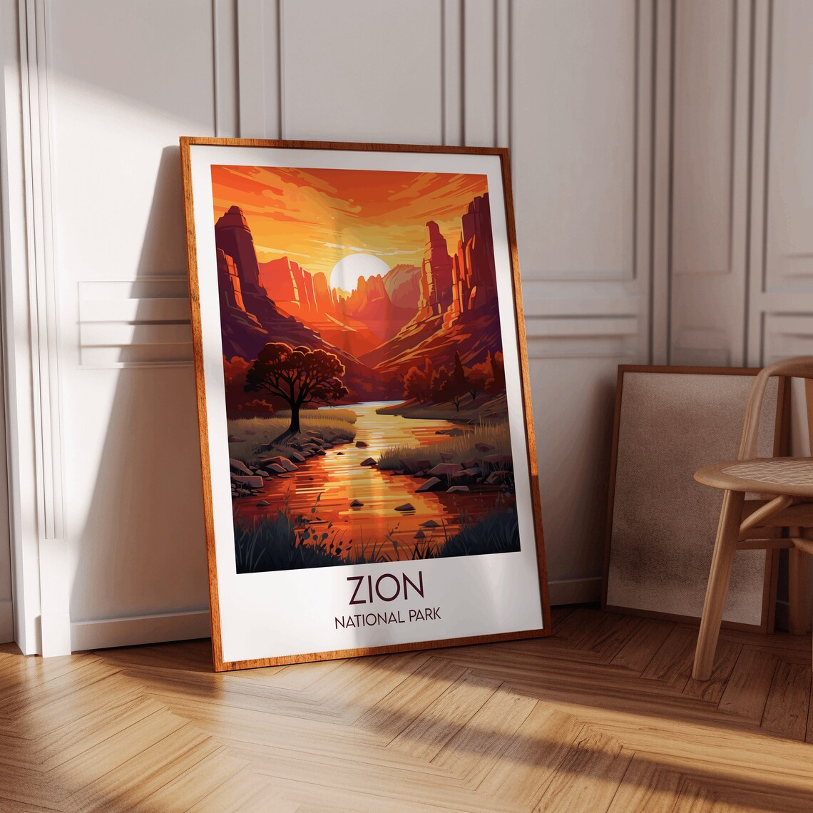Zion National Park Canyon Sunset Vista Retro Style Travel Poster - Image 4