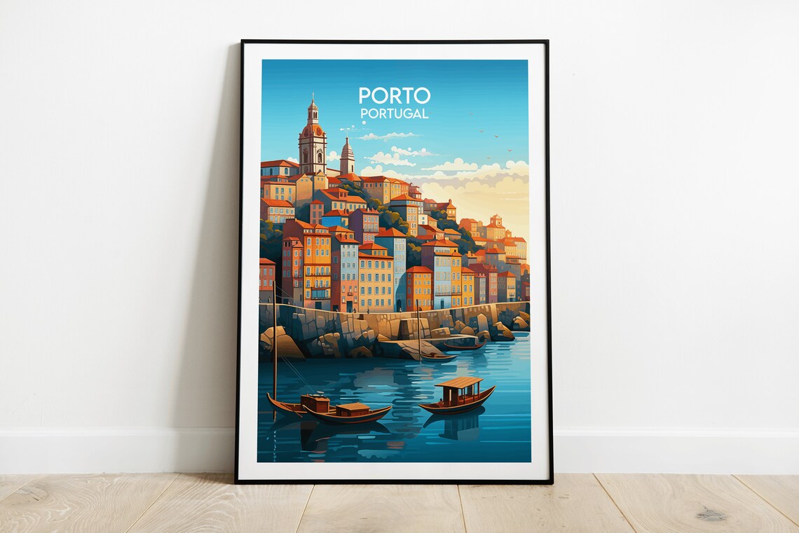 Porto Print Portugal Travel Poster, Custom Personalized