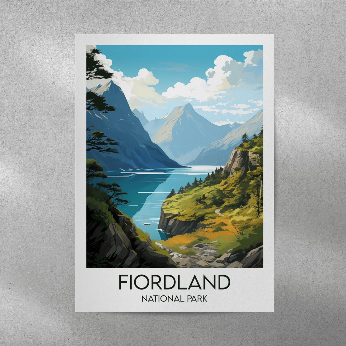 Fiordland National Park Fjord Cliffs Emerald Water Valley Poster - Image 3