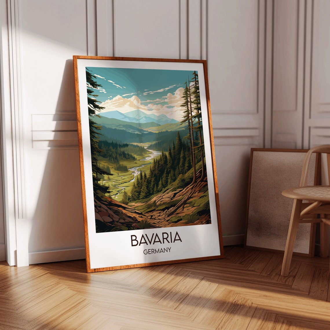 Bavaria Germany Alpine Valley Pine Forest Mountain Travel Poster - Image 2