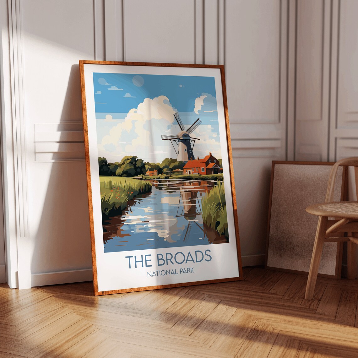 The Broads National Park England Travel Poster Windmill River Artwork - Image 2