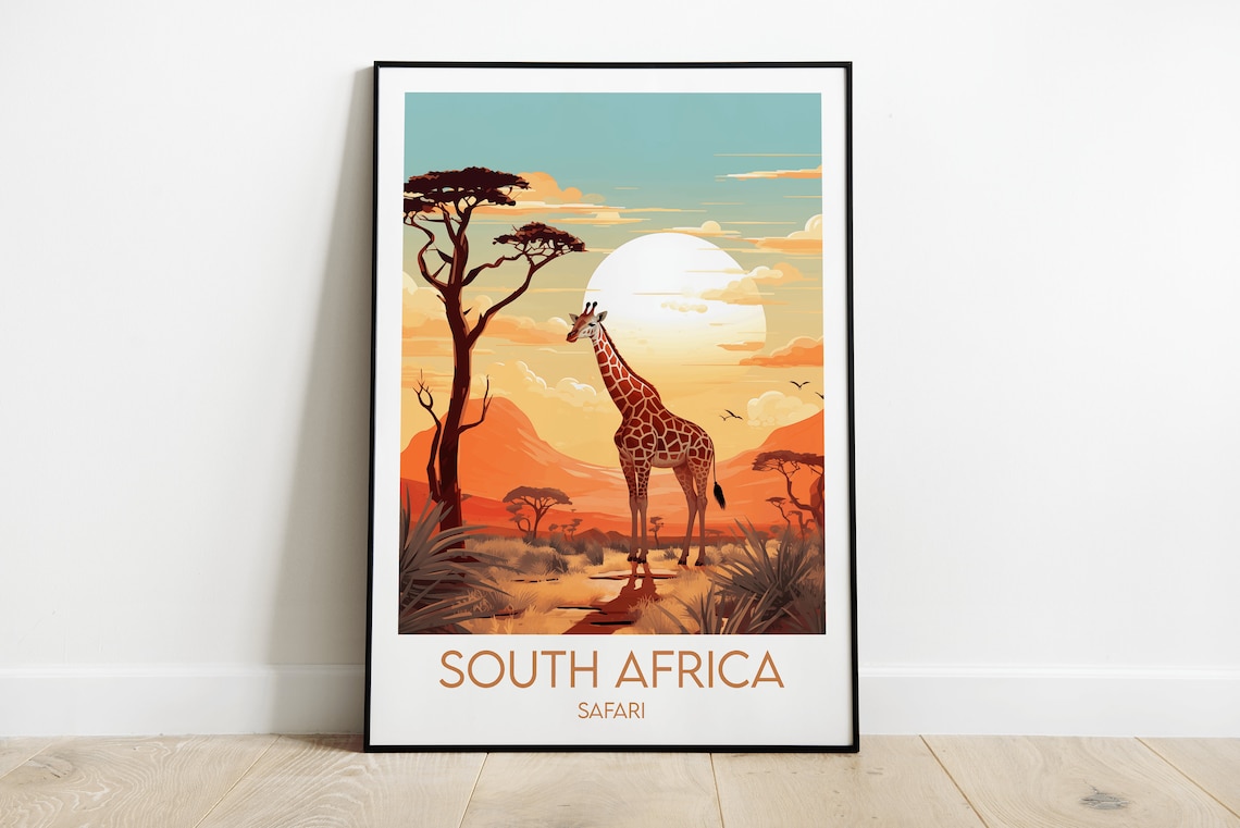 South Africa Travel Print, Safari Poster Art Print