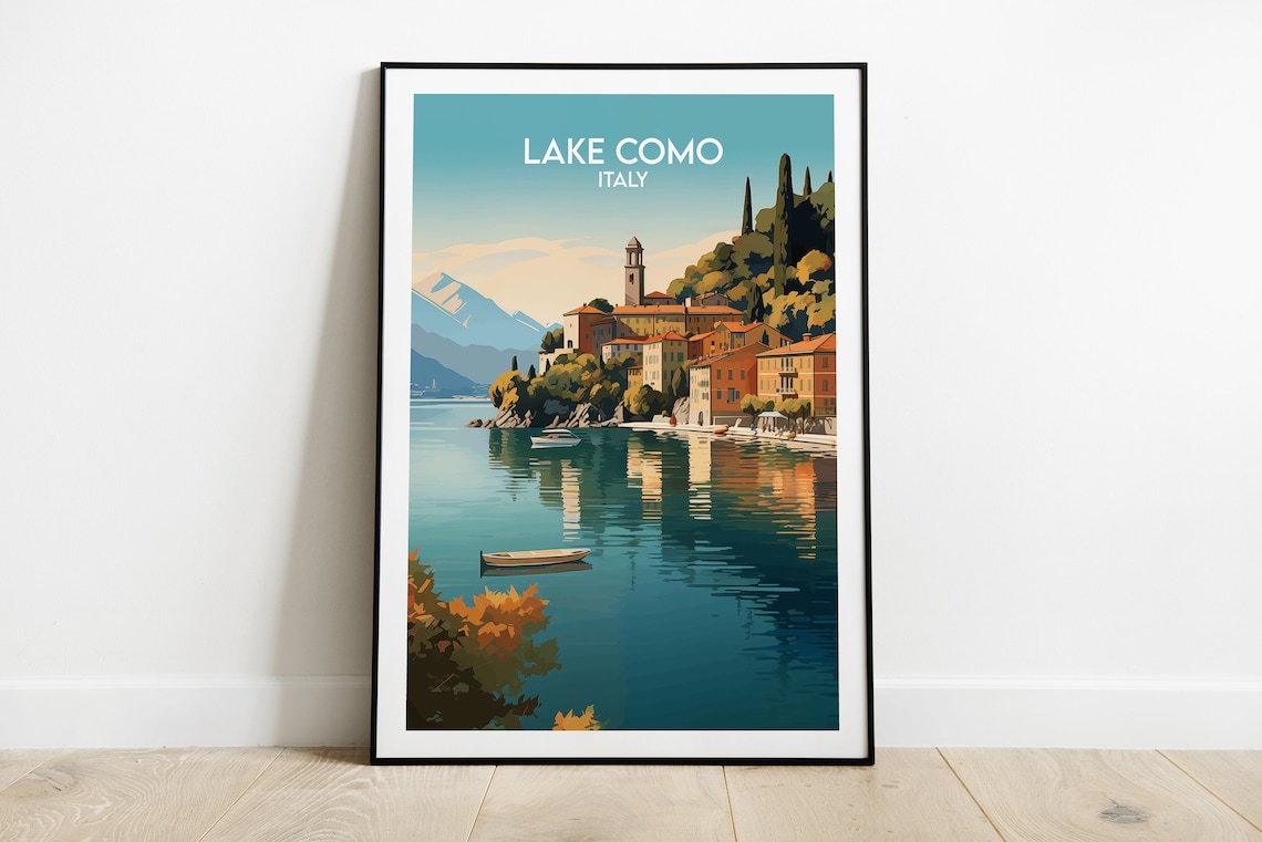 Lake Como Travel Poster, Italy Custom Print