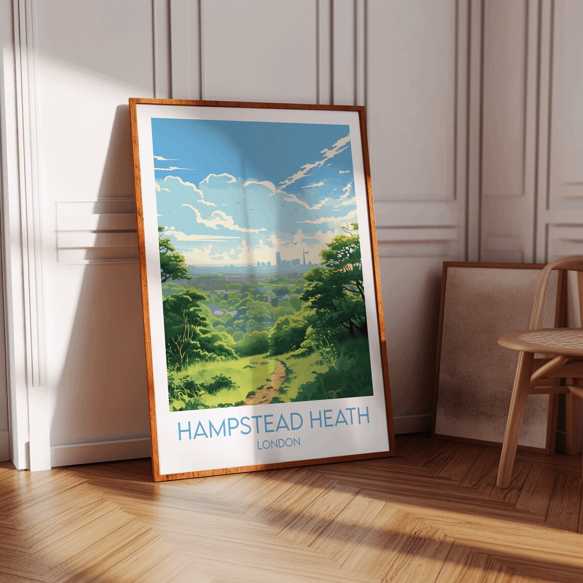 Hampstead Heath London Green Woodland Path City Skyline Poster - Image 2