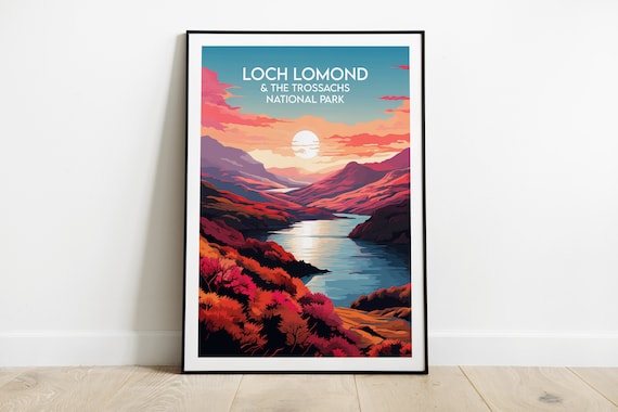 Loch Lomond Scotland Sunset National Park Landscape Travel Poster