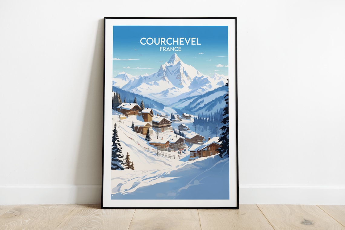 Courchevel France Ski Village Snowy Alps Winter Travel Poster