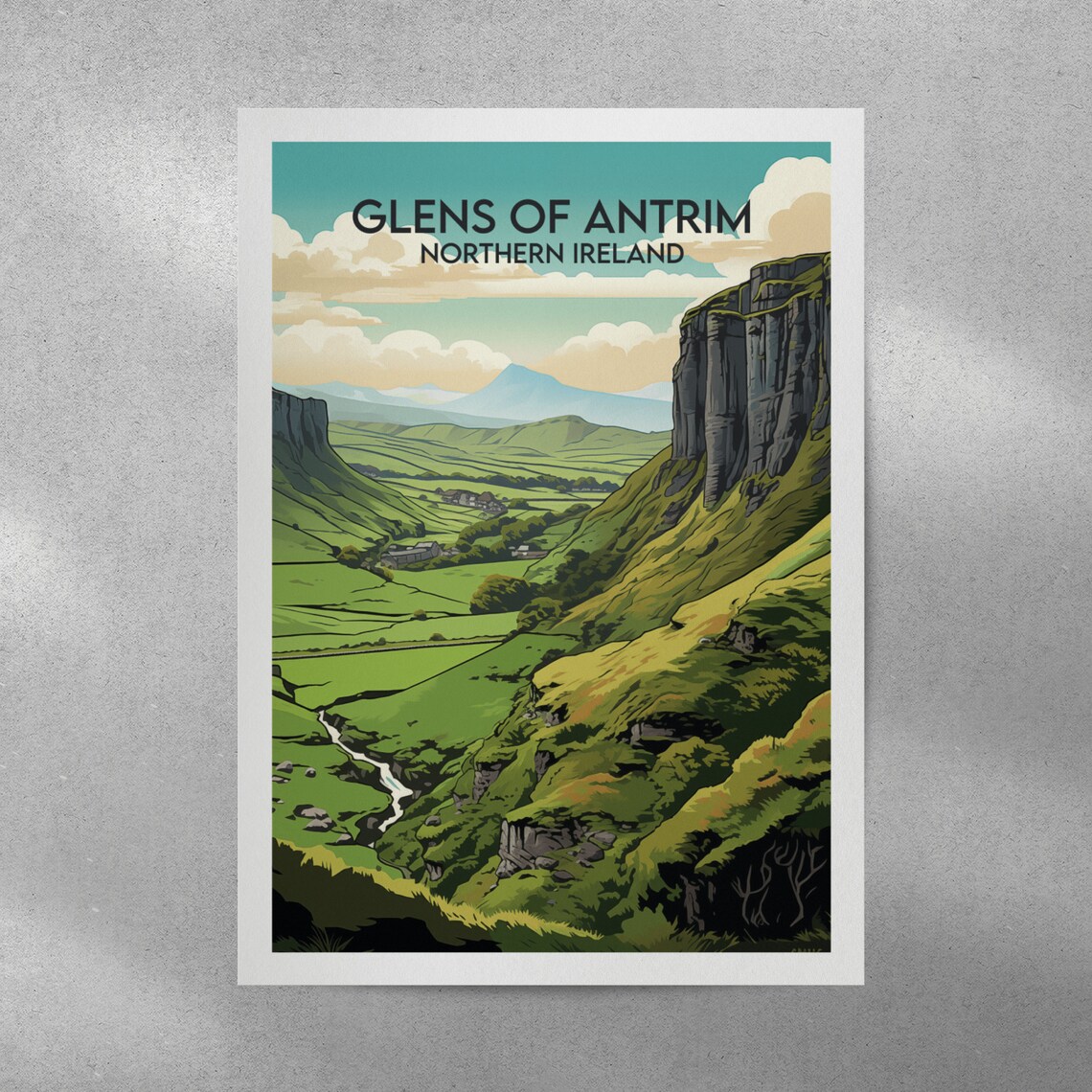 Glens of Antrim Northern Ireland Green Valley Scenic Travel Poster - Image 5