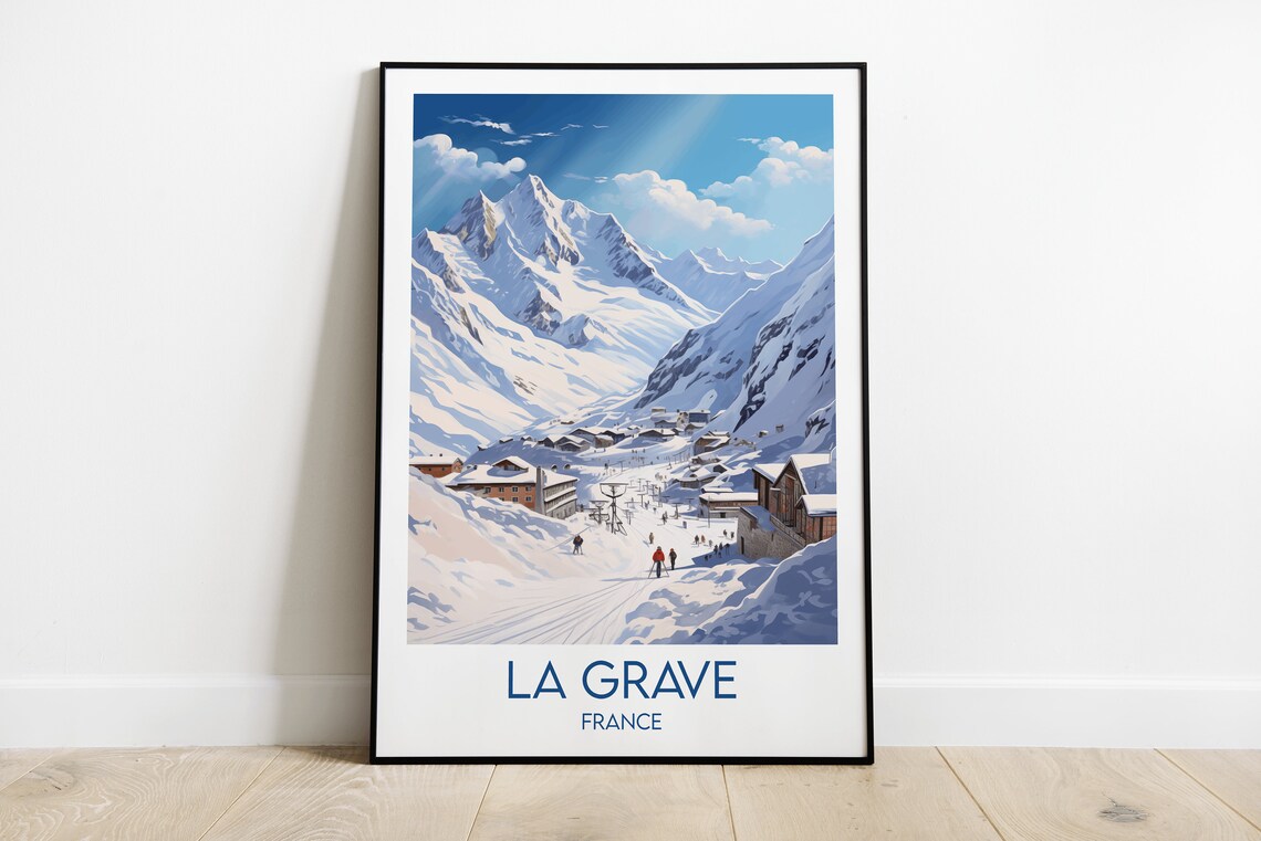 La Grave France Ski Resort Alpine Mountain Snow Travel Poster