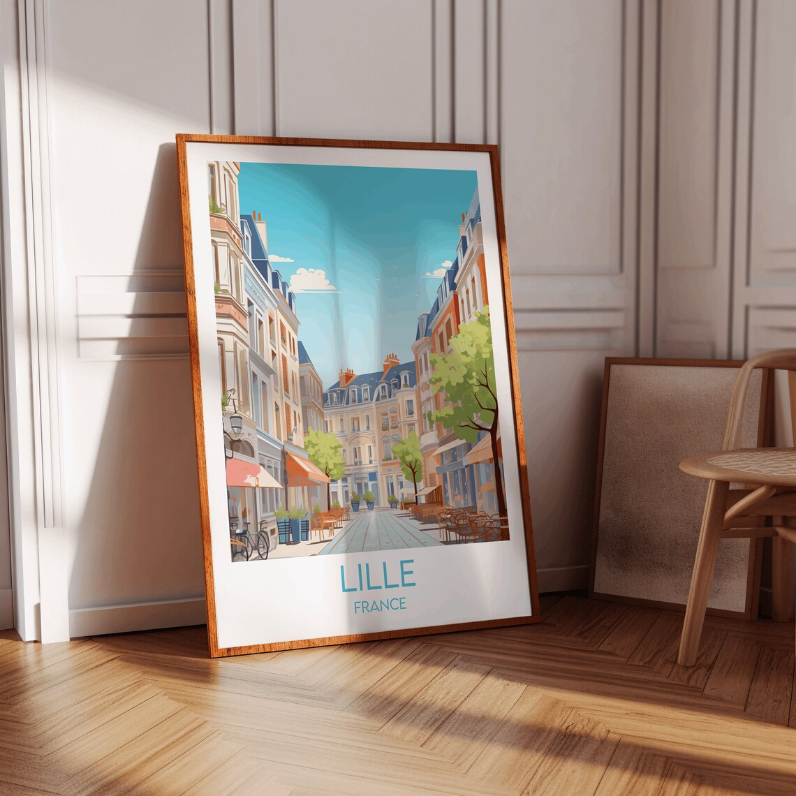 Lille Charming Parisian Boulevard With Cafes France Travel Poster - Image 3