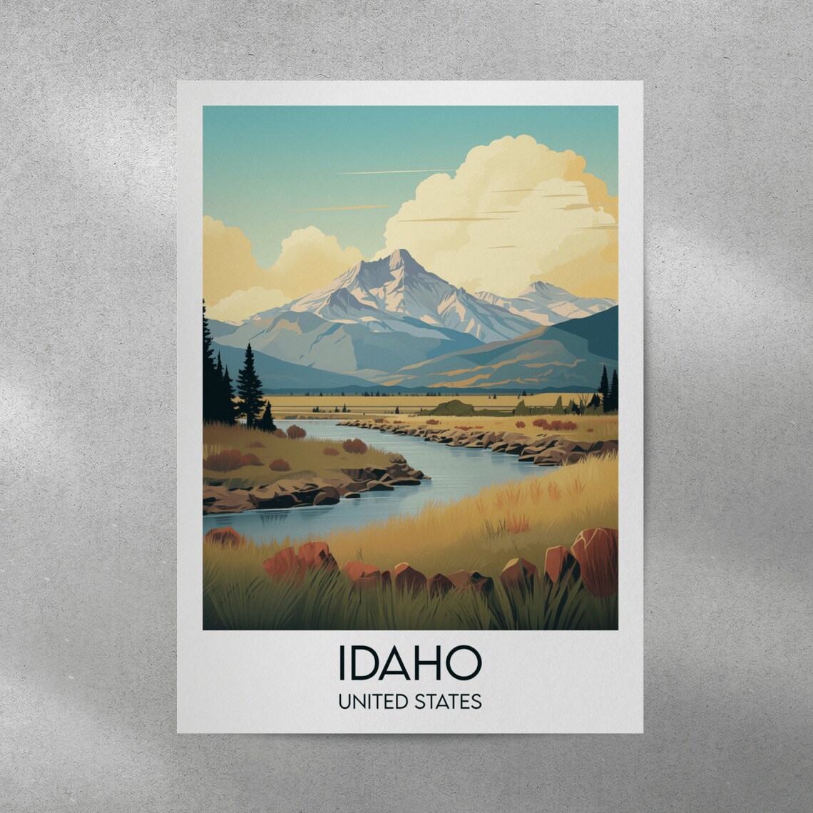 Idaho United States Mountain River Valley Retro Travel Poster - Image 3