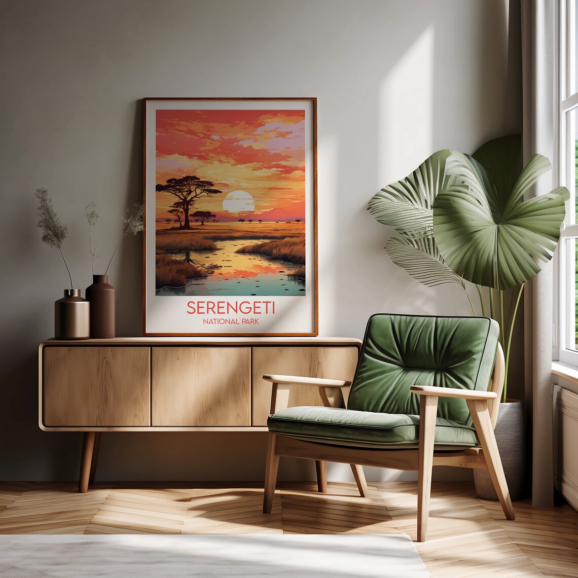 Serengeti National Park Tanzania Safari Sunset Vintage Travel Poster - Image 2