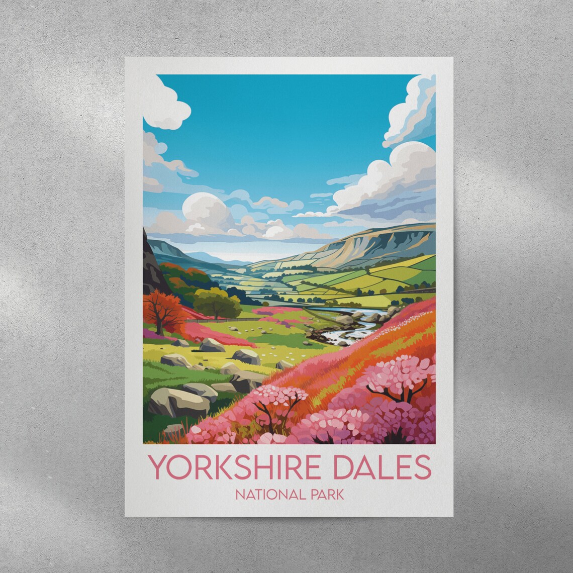 Yorkshire Dales National Park Heather Hills River Valley Travel Poster - Image 4