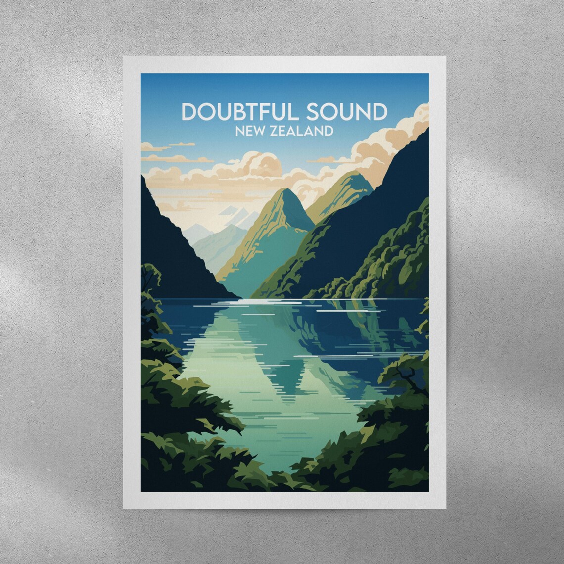 Doubtful Sound New Zealand Travel Poster, Custom - Image 4